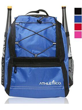 Youth Baseball Bag - Bat Backpack for Baseball, T-Ball & Softball Equipment